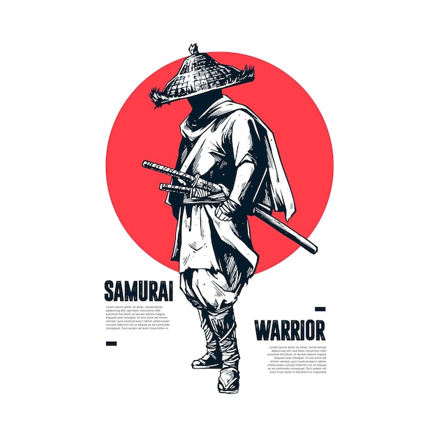 Vecteur illustration de personnage de samouraï