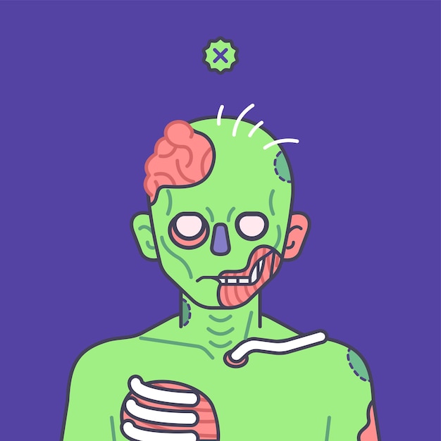 Vecteur illustration de personnage zombie pour photo de profil d'avatar