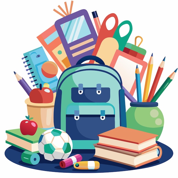illustration de personnages de dessins animés de retour à l'école