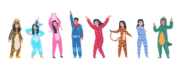 Illustration De Personnages En Pyjama