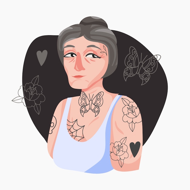 Illustration D'une Personne âgée Tatouée