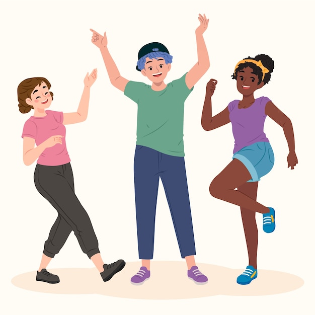 Illustration de personnes dansantes dessinée à la main