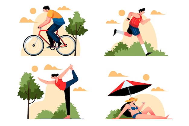 Illustration de personnes faisant des activités de plein air