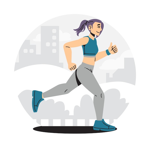 Illustration de personnes plates faisant du jogging ou de la course