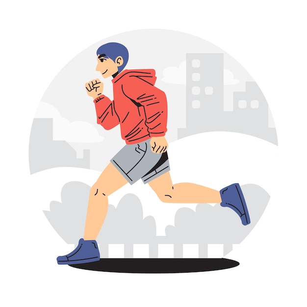 Illustration de personnes plates faisant du jogging ou de la course
