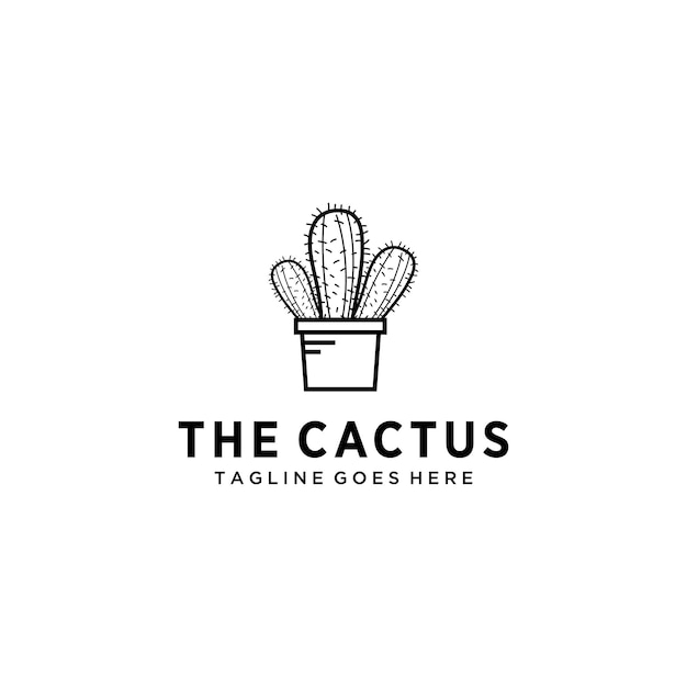 Vecteur illustration petit arbre de cactus dans un pot qui prospère et est une belle conception de logo de plante