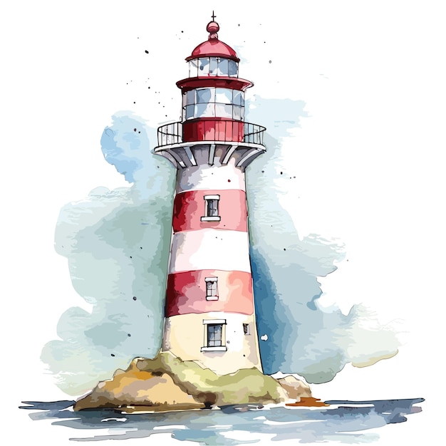 Vecteur illustration de phare à l'aquarelle