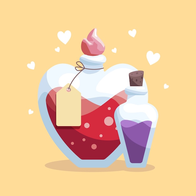 Illustration de philtre d'amour design plat