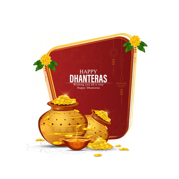 Vecteur illustration d'une pièce d'or en pot pour la célébration de dhanteras-happy dhanteras. page web, affiche et interdiction