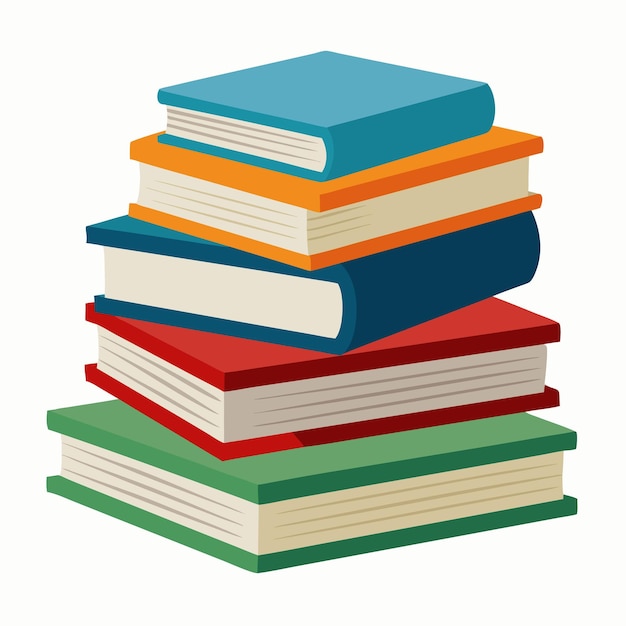 Illustration d'une pile plate de livres dessinée à la main