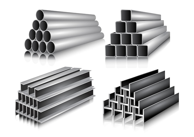 Vecteur illustration de pile de tuyaux métalliques isolé sur fond blanc