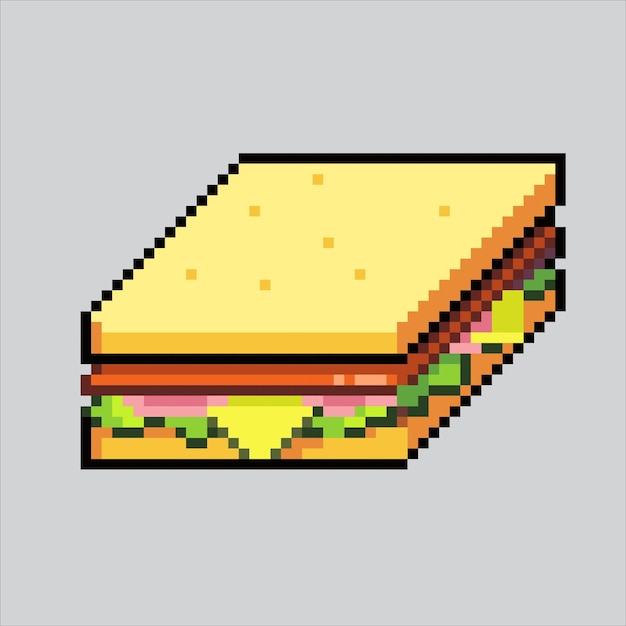 Illustration pixel art Sandwich Pixelated Sandwich Sandwich icône alimentaire pixélisée pour le pixel art