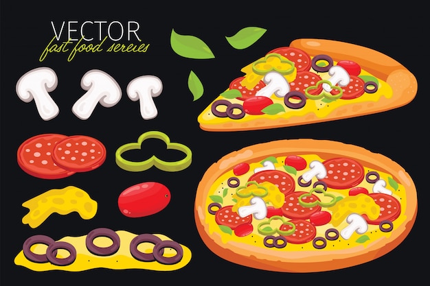 Vecteur illustration de la pizza aux champignons