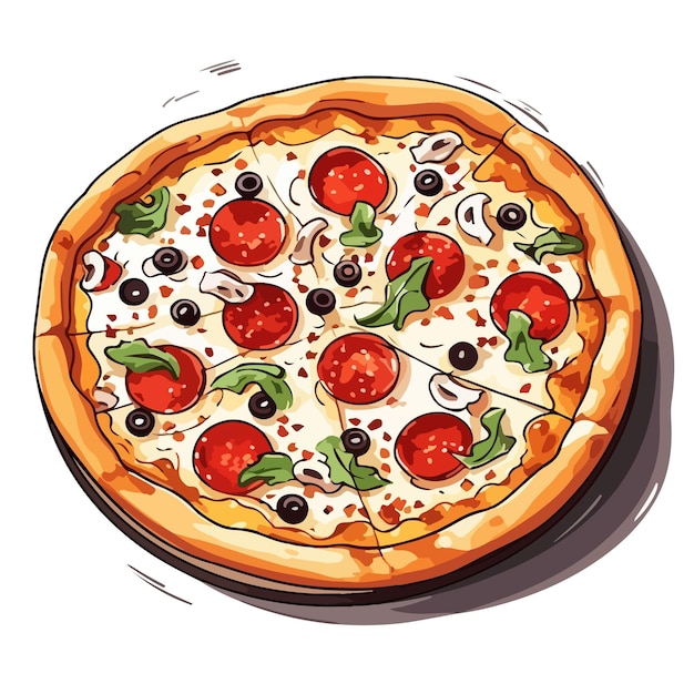 illustration de pizza dessin animé dessiné à la main