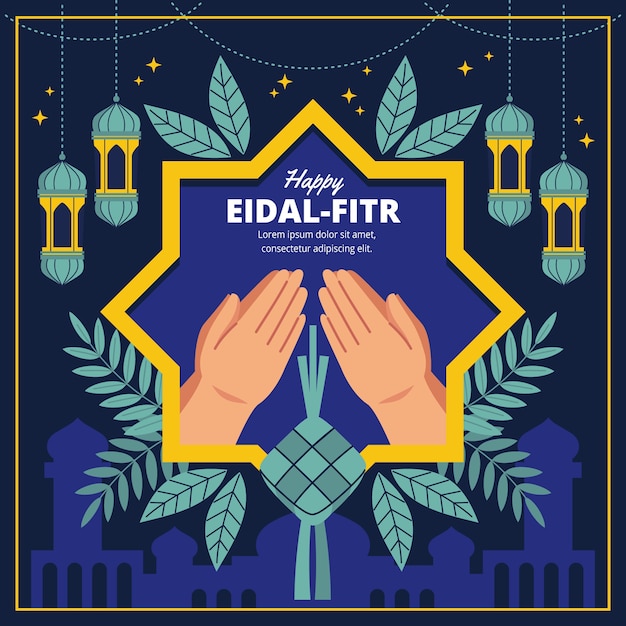 Vecteur illustration de plat eid al-fitr