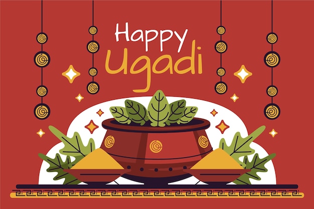 Illustration De Plat Heureux Ugadi