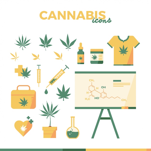 Illustration De Plat Icône De Cannabis
