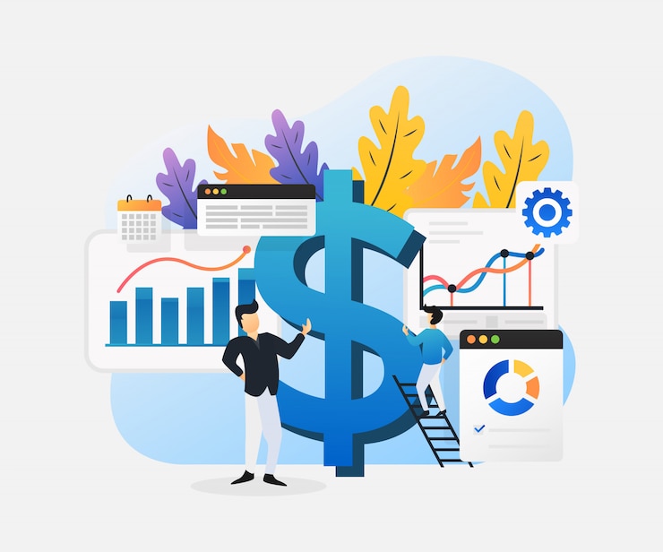 Illustration plat moderne de l'investissement des entreprises.