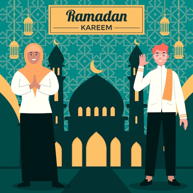 Vecteur illustration de plat ramadan kareem