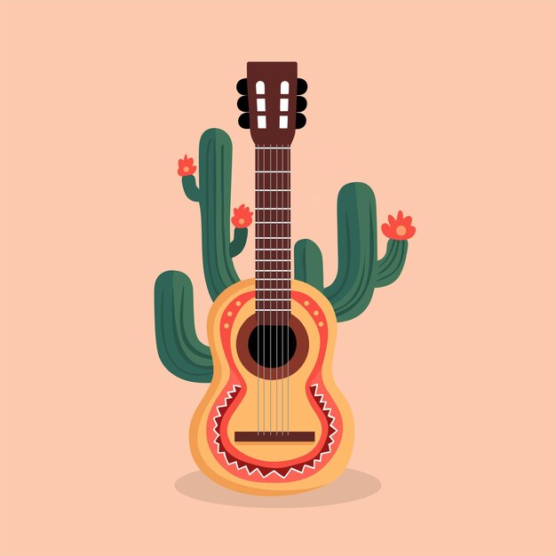 Vecteur illustration à plat vectorielle de la guitare mexicaine