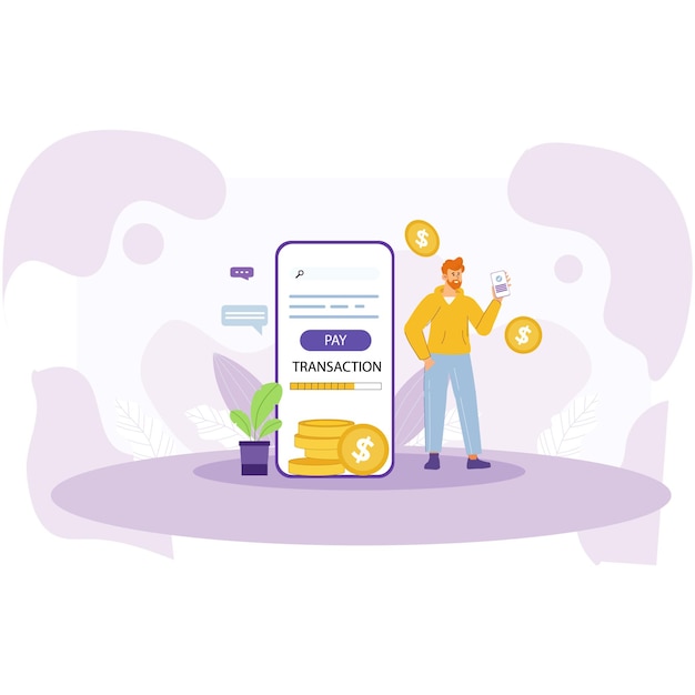 Illustration plate d'achat et de paiement en ligne en 2D