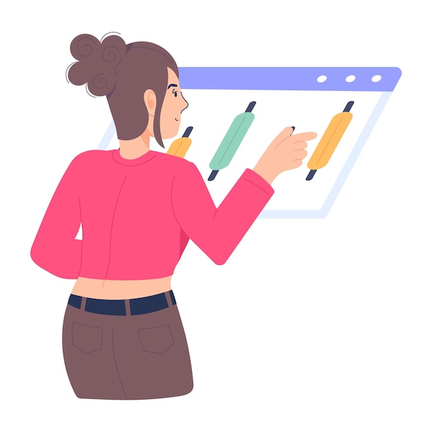 Une illustration plate attrayante de fille de bureau