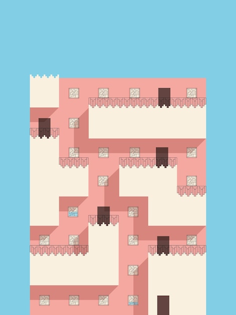 Vecteur illustration plate bâtiment maison de style tetris