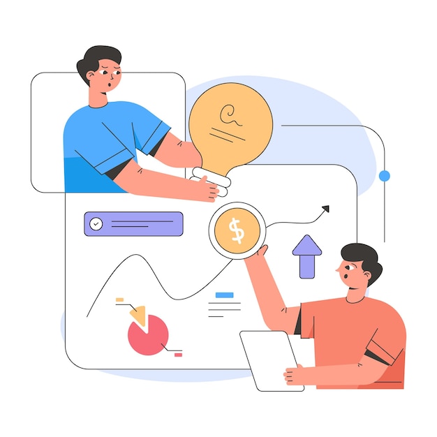 Une Illustration Plate Bien Conçue De L'analyse Commerciale