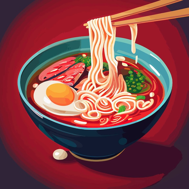 Illustration plate de bol de ramen