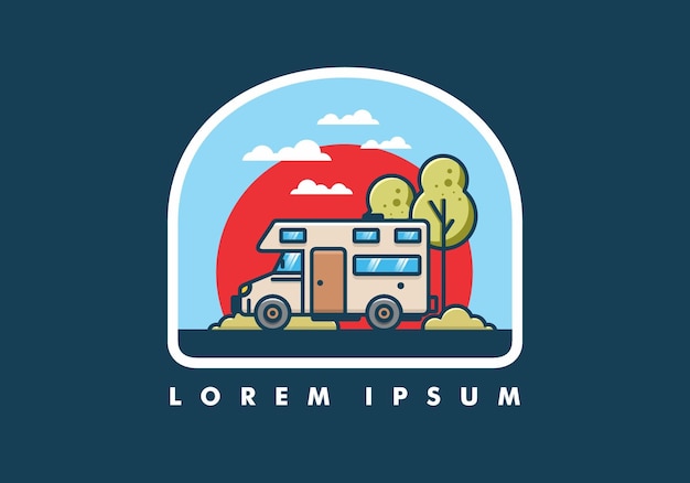 Illustration plate de camping-car dessin au trait