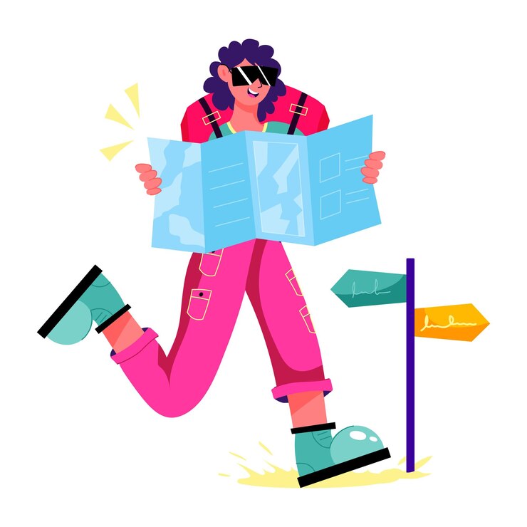 Une illustration plate d'une carte touristique
