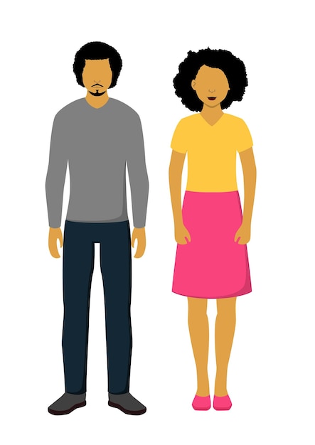 Vecteur illustration plate d'un couple africain en tenue causale