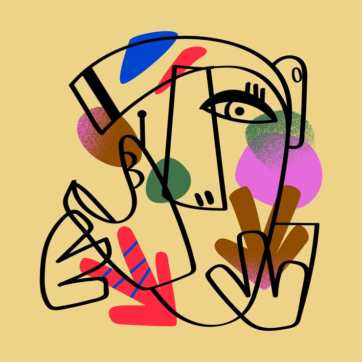 Vecteur illustration plate dans le style de picasso