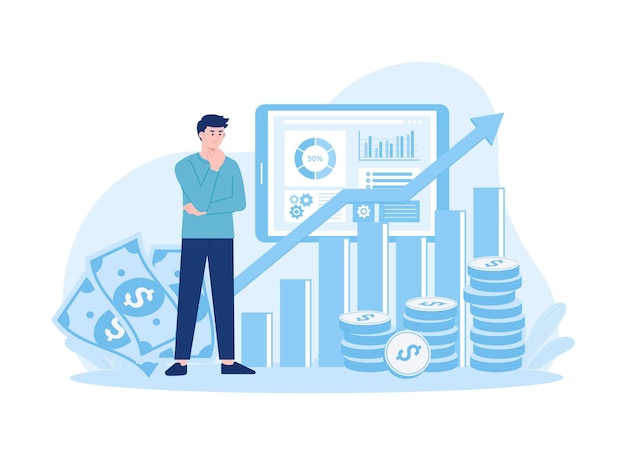 Illustration plate du concept d'analyse des revenus d'entreprise