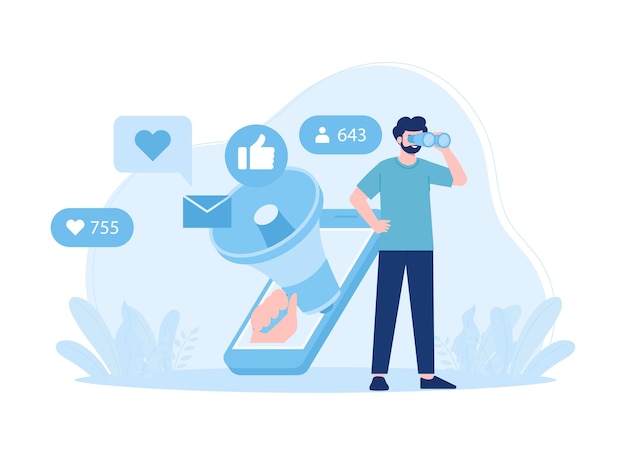 Illustration plate du concept du jeu d'icônes de notification
