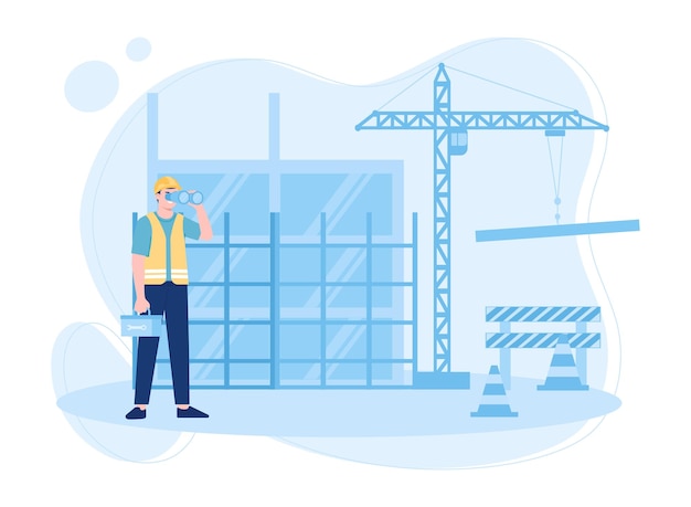 illustration plate du concept d'ingénierie et de construction