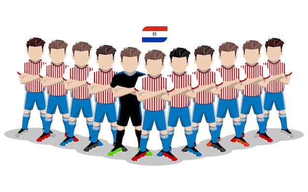 Illustration Plate De L'équipe Nationale De Football Du Paraguay Pour La Compétition En Amérique Du Sud