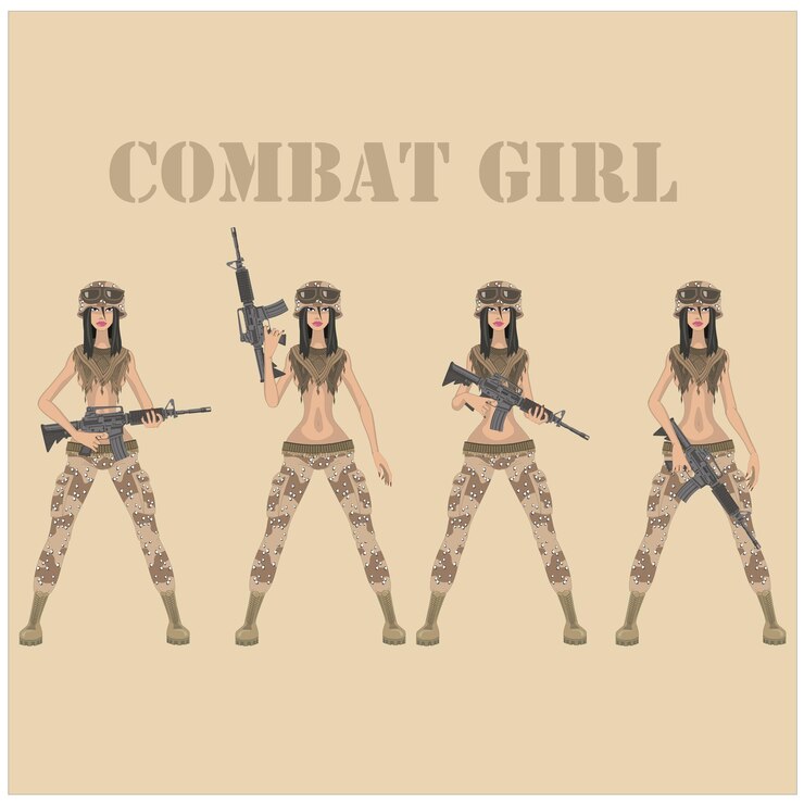 Vecteur illustration plate de fille de combat de personnage