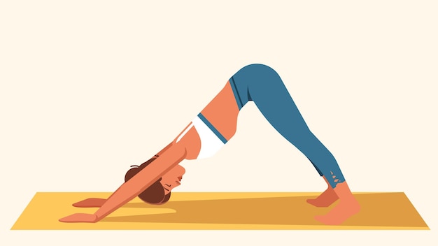 Illustration plate d'une fille faisant du yoga