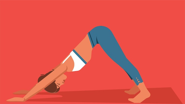 Illustration plate d'une fille faisant du yoga