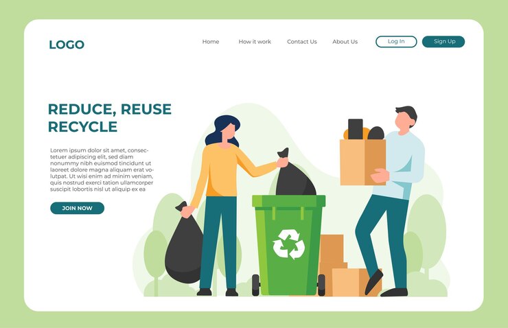 Illustration plate de gestion des déchets Concept d'illustration de recyclage