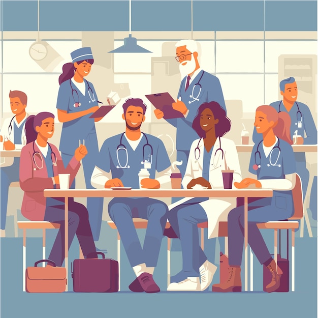 Vecteur une illustration plate d'un groupe d'agents de santé