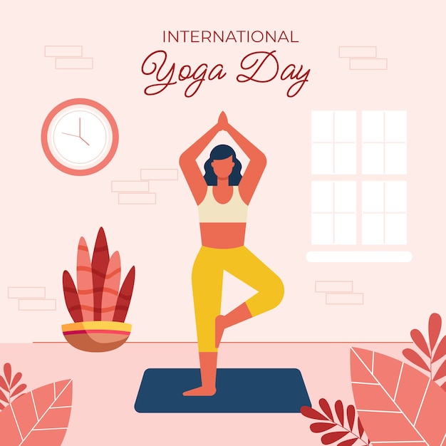 Illustration plate de la journée internationale du yoga