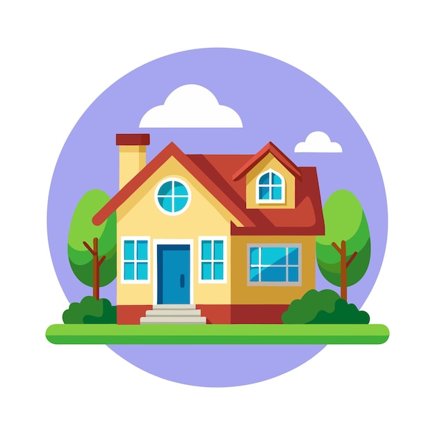 une illustration plate d'une maison brun clair
