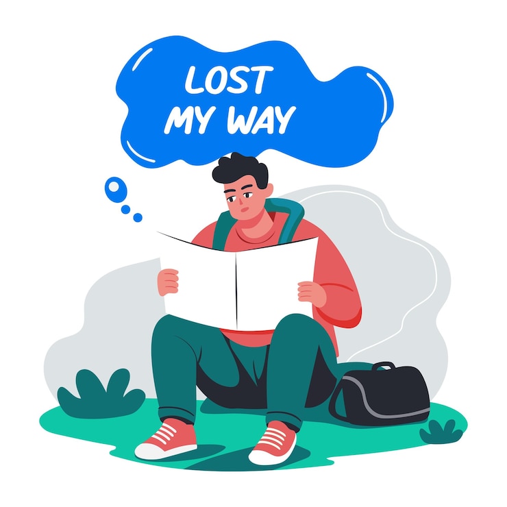 Vecteur une illustration plate d'une personne qui a perdu son chemin