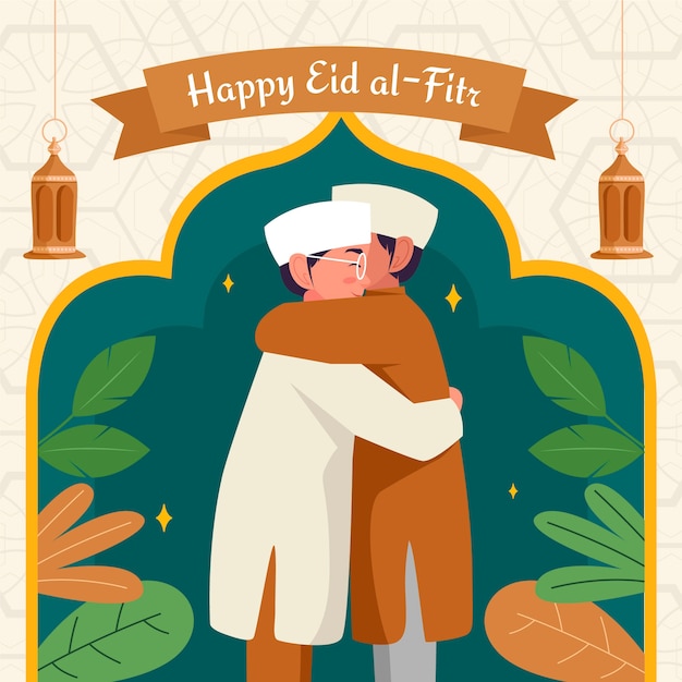 Illustration plate pour la célébration de l'aïd al-fitr