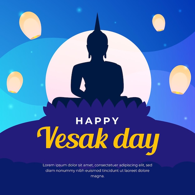 Illustration plate pour la célébration de l'anniversaire du bouddha du jour vesak