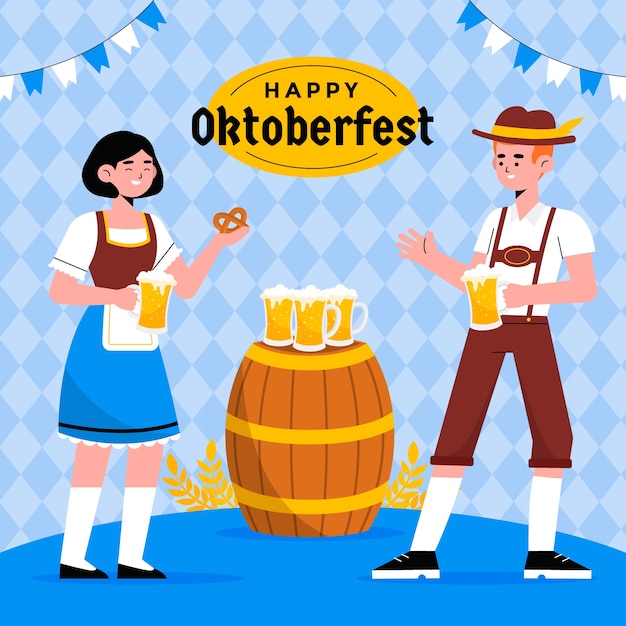 Vecteur illustration plate pour la célébration du festival de la bière oktoberfest