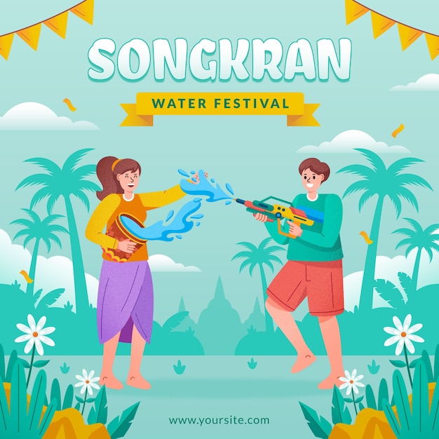 Illustration Plate Pour La Célébration Du Festival De L'eau De Songkran