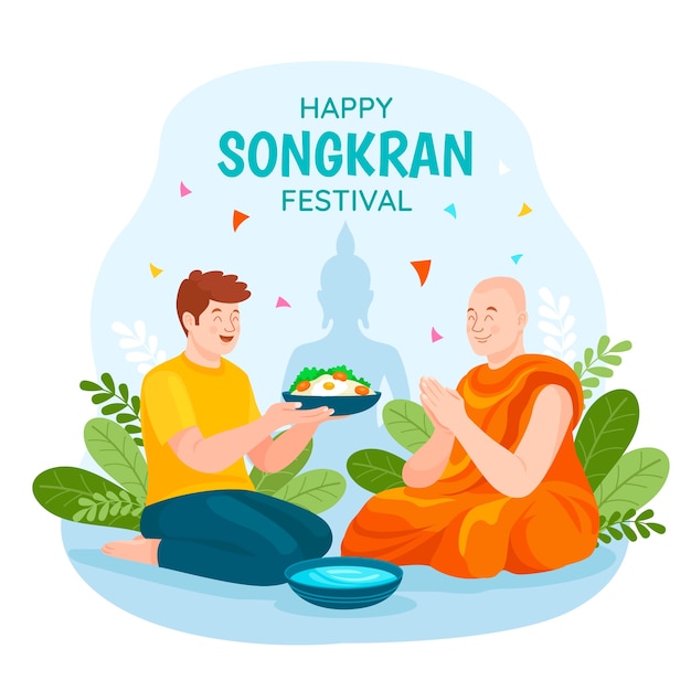 Illustration Plate Pour La Célébration Du Festival De L'eau De Songkran